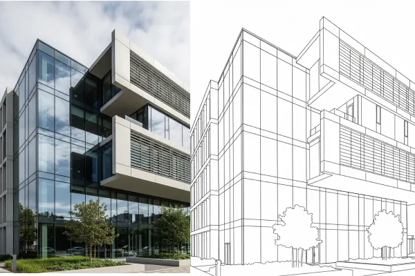 Architecture Photo to Line Drawing