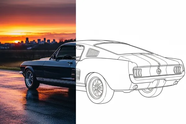 Vehicle Photo to Line Drawing
