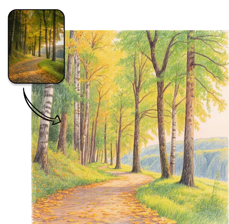 Color Pencil Drawing - Picture to Drawing style example