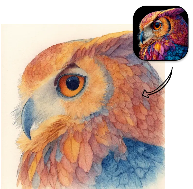Watercolor Painting - Picture to Drawing style example