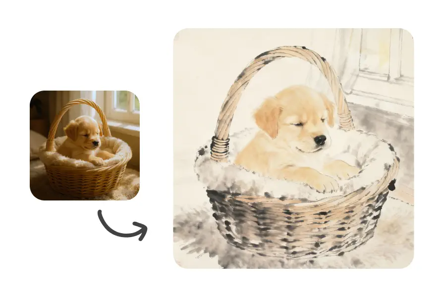 picture to drawing - Ink Wash Painting